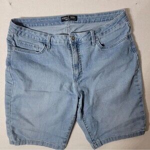 Womens Riders by Lee Mid Rise Flat Front Blue Jean Bermuda Shorts Size 16 Medium